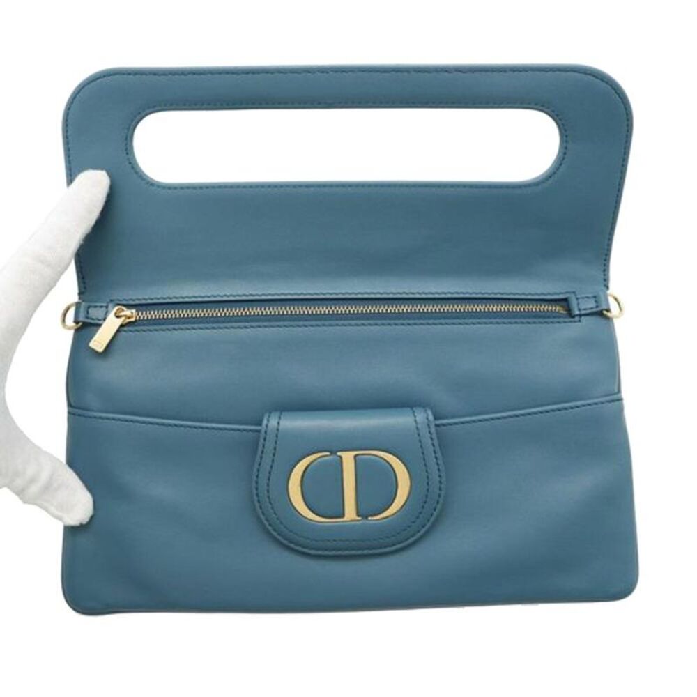 Pre Loved dior Caro Chain Clutch Women Blue Crossbody Bags - Picture 5 of 8